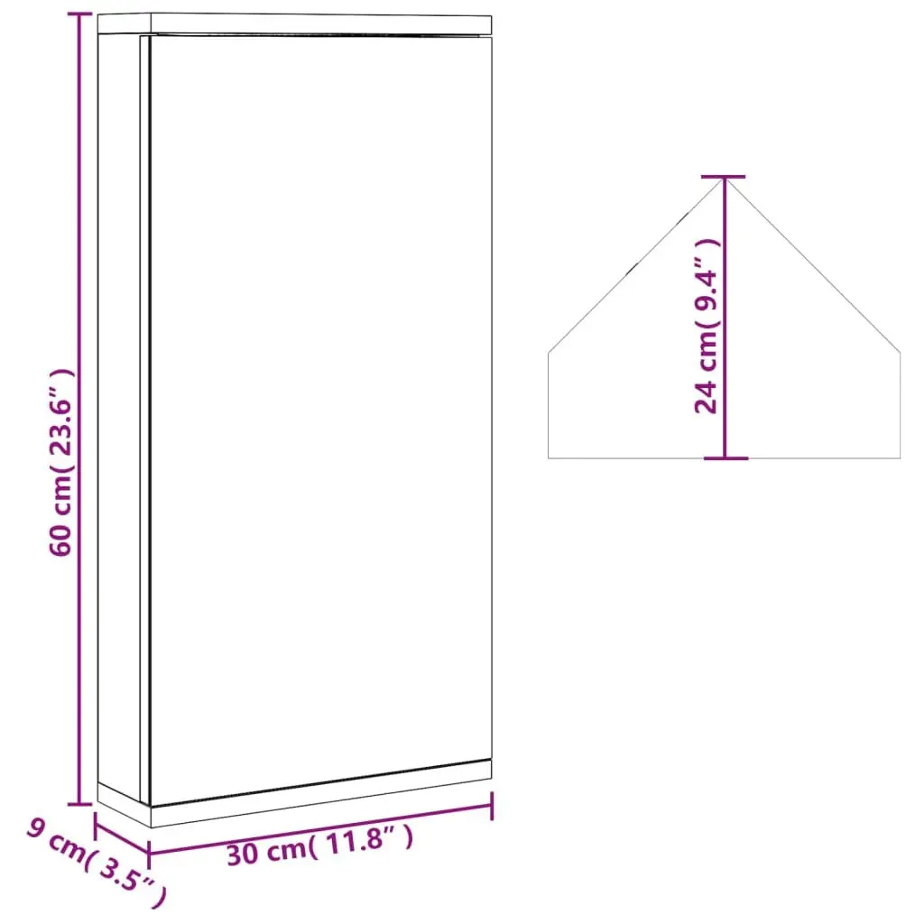 Corner Bathroom Cabinet Grey Wall-Mounted 30x24x60cm with Removable Shelves