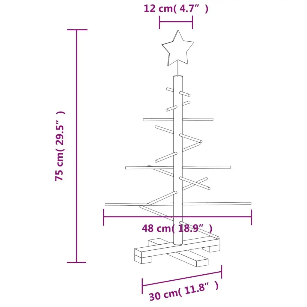 75cm Wooden Christmas Tree for Festive Decor