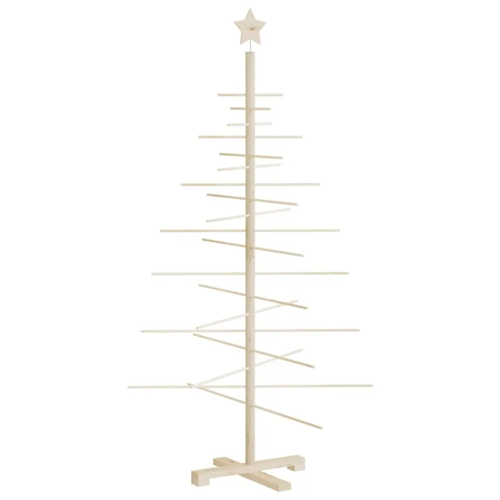 Wooden Christmas Tree Decoration Brown 150cm Solid Pine Wood Stand Disassemblable