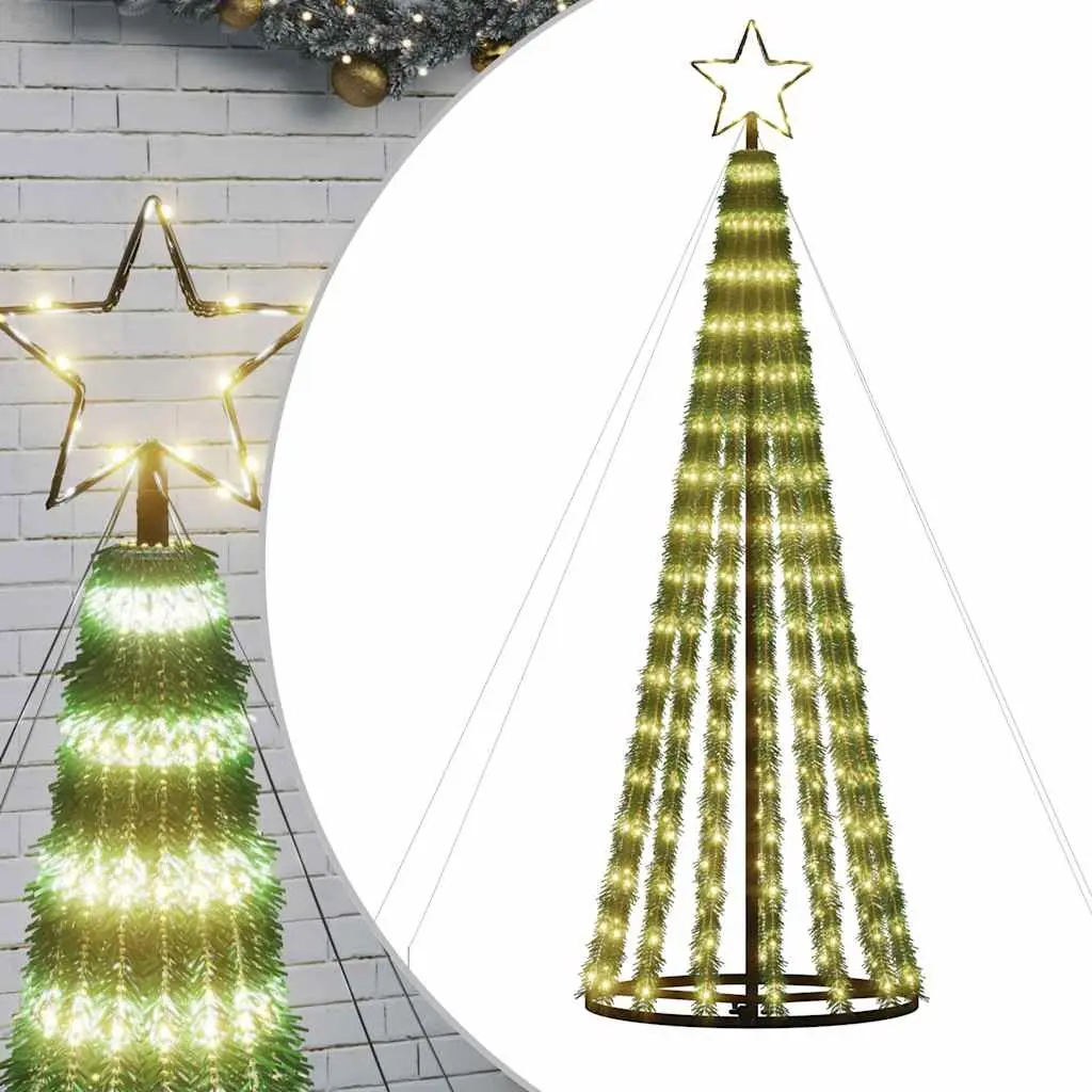 LED Christmas Tree Warm White 180cm Pre Lit with 275 LEDs and 8 Lighting Effects for Home Decor