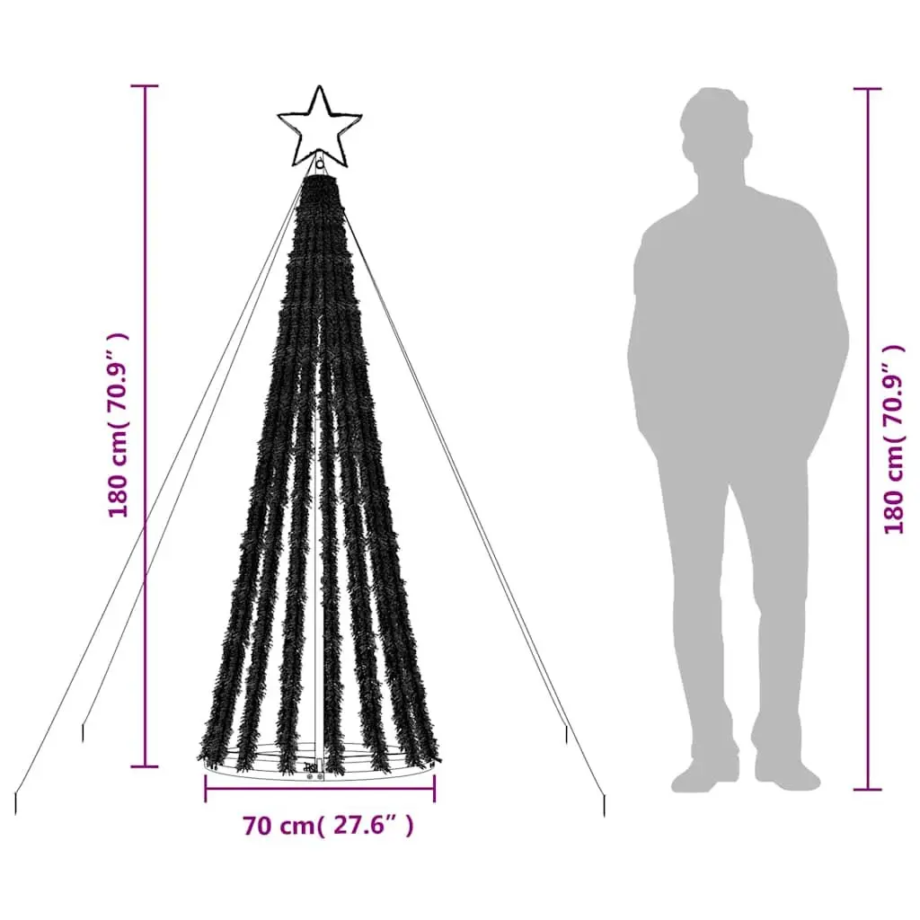 LED Christmas Tree Warm White 180cm Pre Lit with 275 LEDs and 8 Lighting Effects for Home Decor