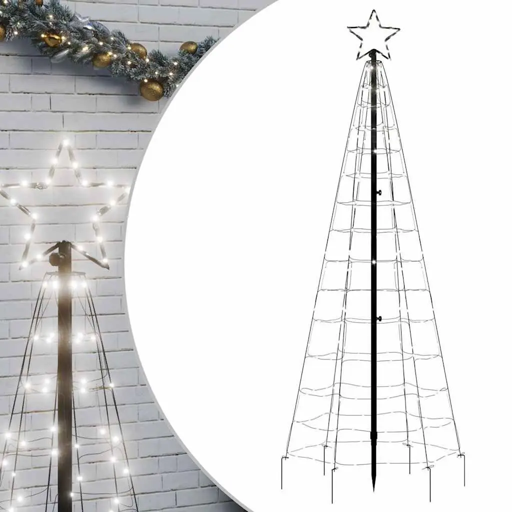 LED Christmas Tree Cold White 180cm 220 Lights 8 Effects Outdoor