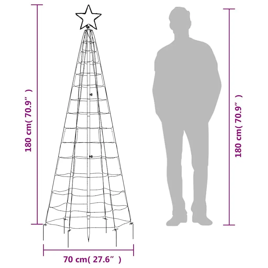 LED Christmas Tree Cold White 180cm 220 Lights 8 Effects Outdoor