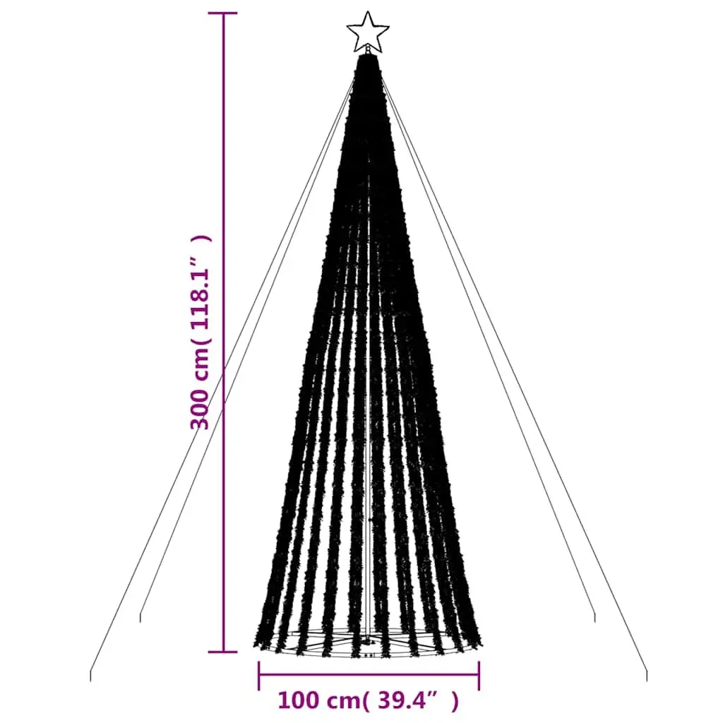 LED Christmas Tree Green 300cm 688 Warm White Lights 8 Effects Indoor Outdoor