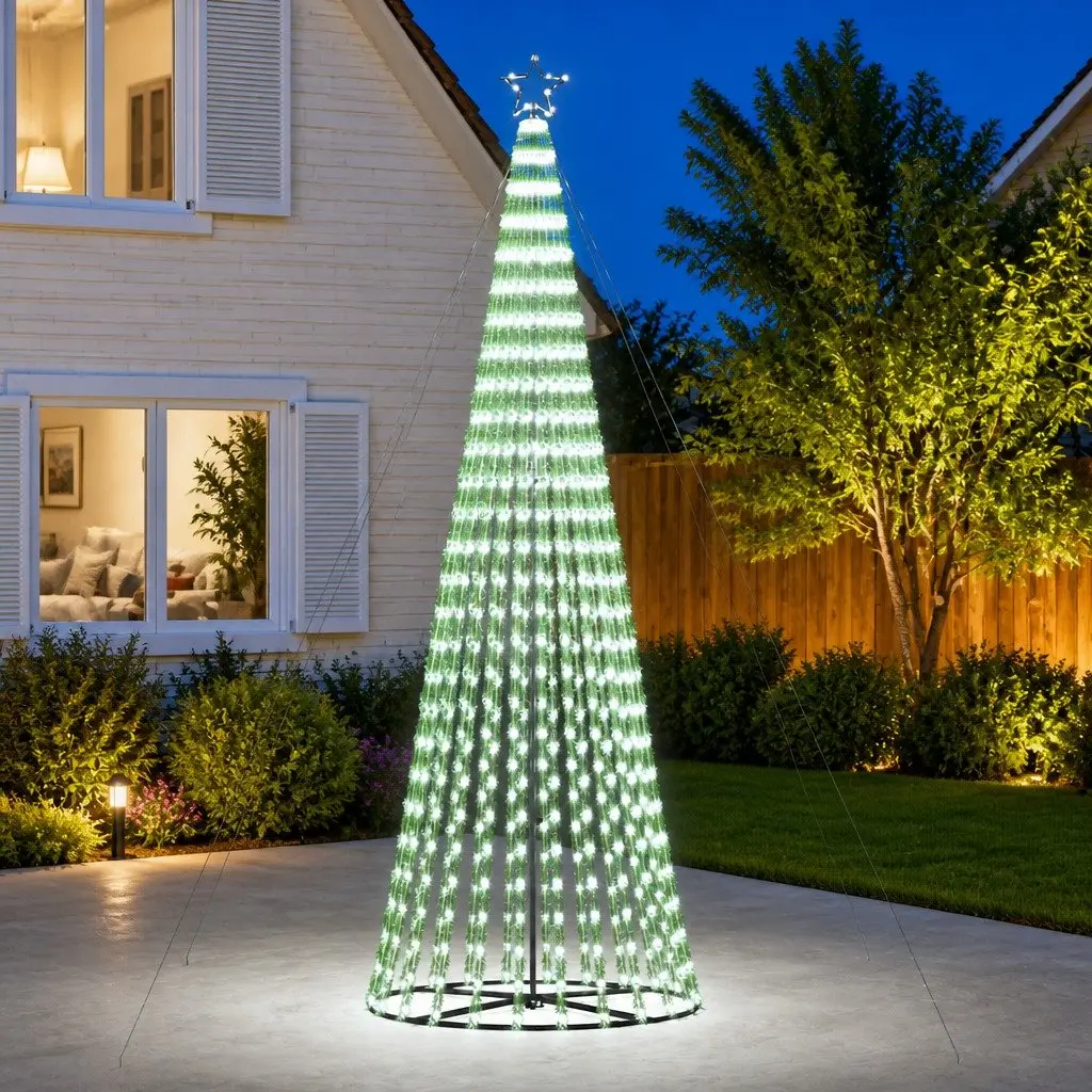 LED Christmas Tree Green 300cm 688 Cold White Lights 8 Dynamic Effects Indoor Outdoor