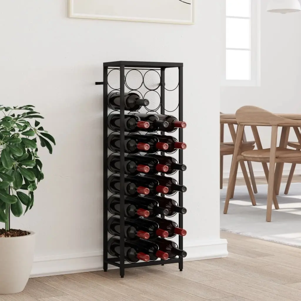 Wine Rack for 27 Bottles Black Wrought Iron Wall Mount Storage Display Stand