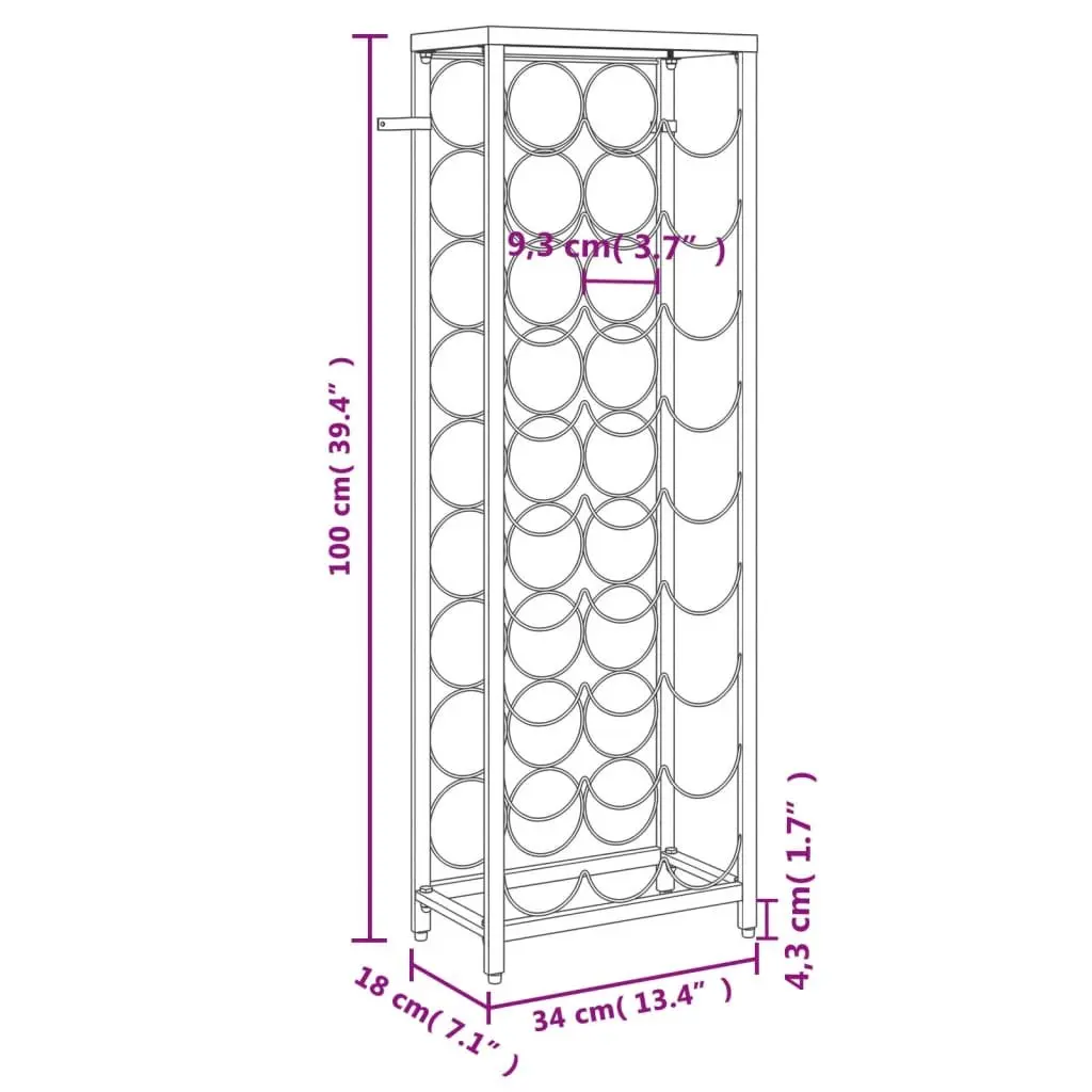 Wine Rack for 27 Bottles Black Wrought Iron Wall Mount Storage Display Stand