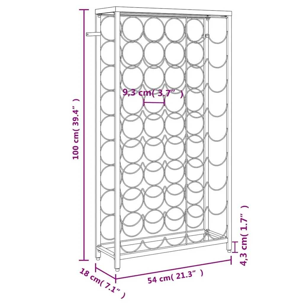 Wine Rack Black Wrought Iron Wall Mount Storage Display for 45 Bottles