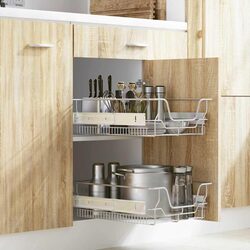Efficient Pull-Out Wire Kitchen Baskets - 2 Piece Set