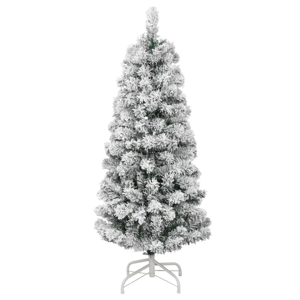 Artificial Hinged Christmas Tree 120cm White Flocked Snow Realistic Holiday