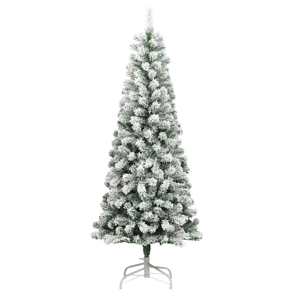 Artificial Hinged Christmas Tree 180cm White Flocked Snow Seasonal Holiday Decor