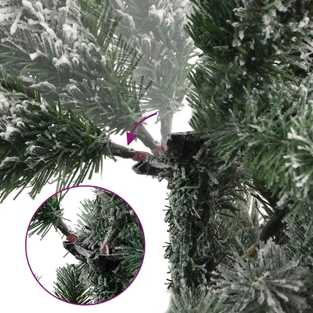 Artificial Hinged Christmas Tree 180cm White Flocked Snow Seasonal Holiday Decor
