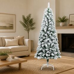 210cm Flocked White Christmas Tree, Easy to Set Up