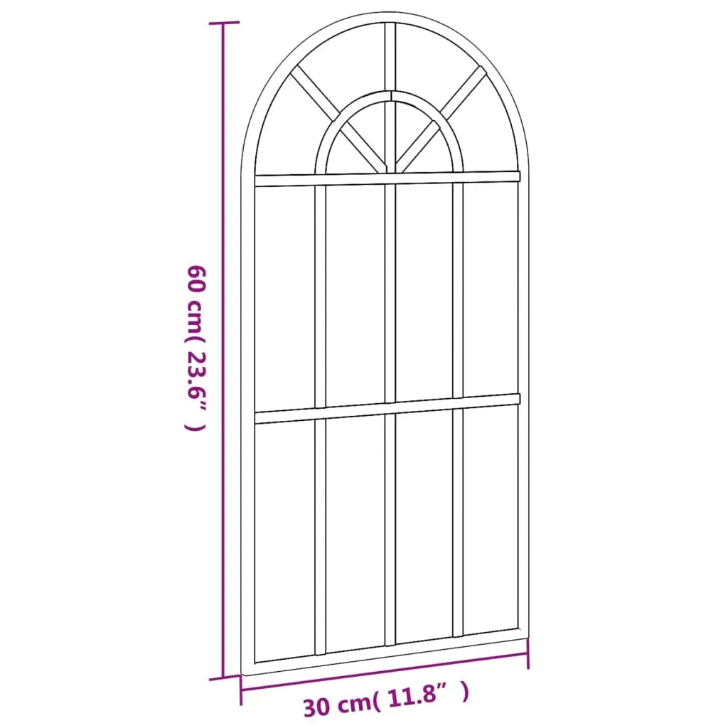 Wall Mirror Black Arch Iron Frame 30x60 cm Home Decor Bedroom Hallway Living