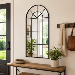 Wall Mirror Black Arch 50x100 cm Iron Frame Minimalist Home Decor Hallway