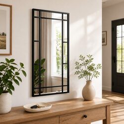 Wall Mirror Black Rectangle 30x60 cm Iron Frame Vertical Horizontal Mount Home