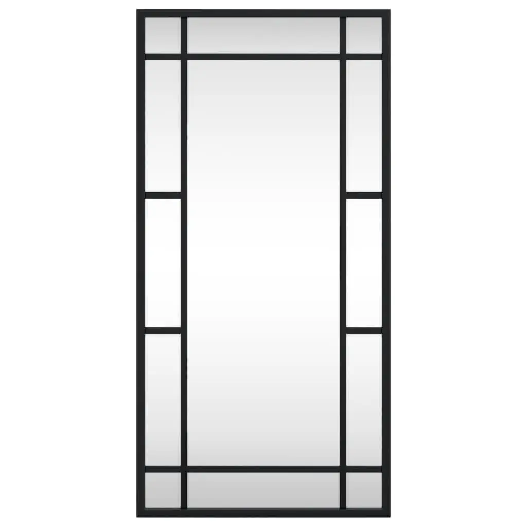 Wall Mirror Black 30x60 cm Iron Frame Vertical Horizontal Mount