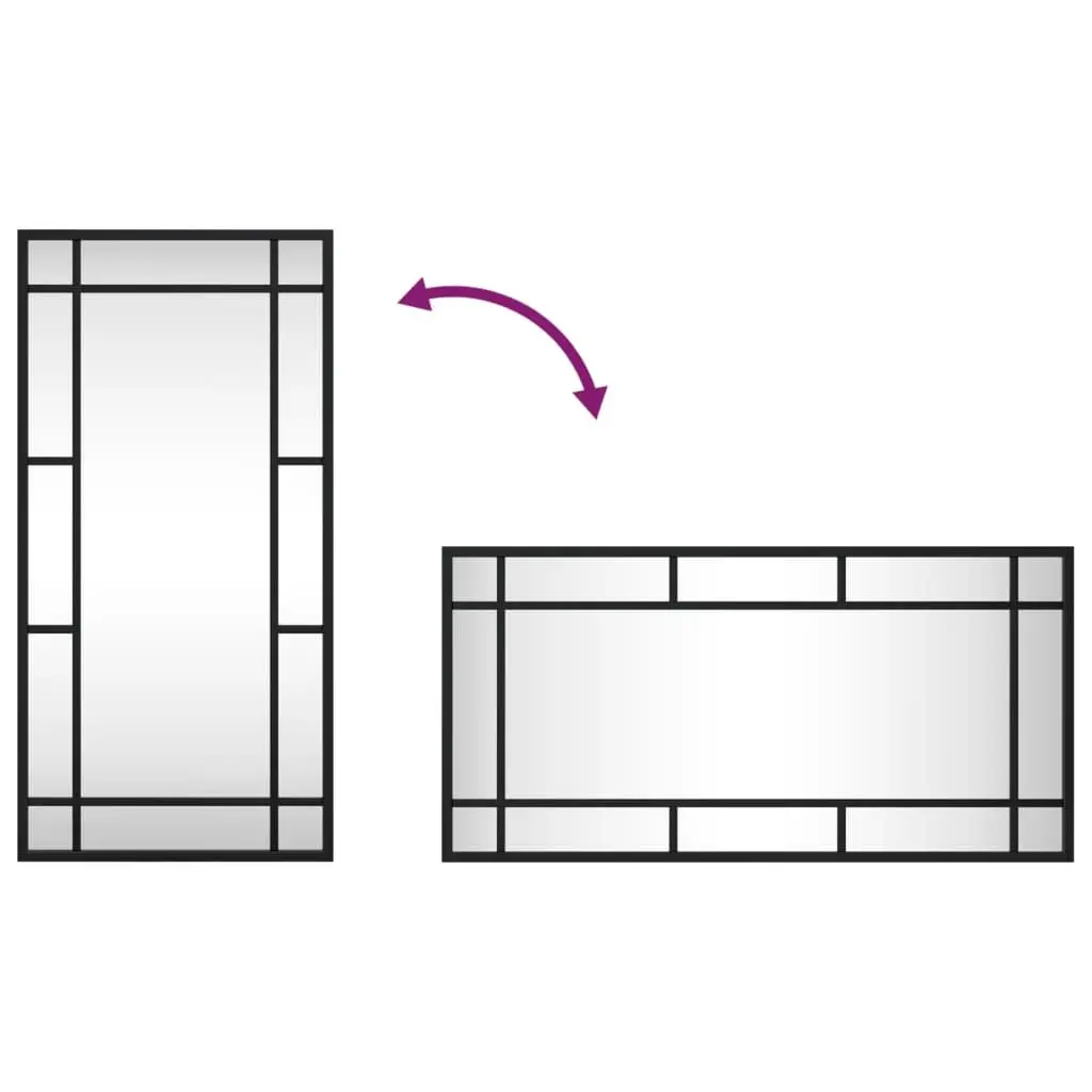 Wall Mirror Black 30x60 cm Iron Frame Vertical Horizontal Mount
