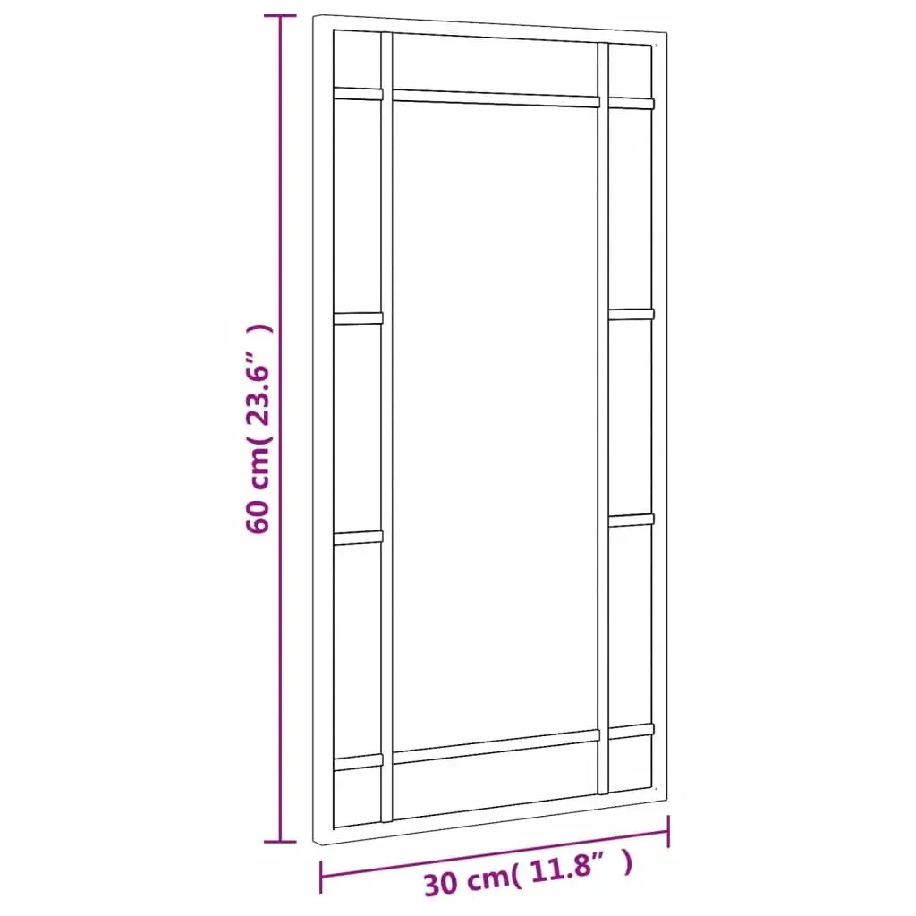 Wall Mirror Black 30x60 cm Iron Frame Vertical Horizontal Mount