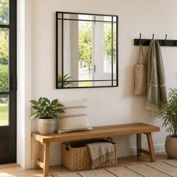 Concise 50x50 cm Black Wall Mirror with Iron Frame