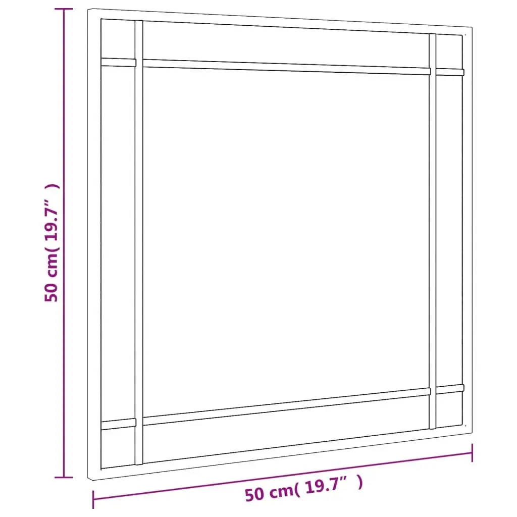 Wall Mirror Black 50x50 cm Square Iron Frame Minimalist Home Decor