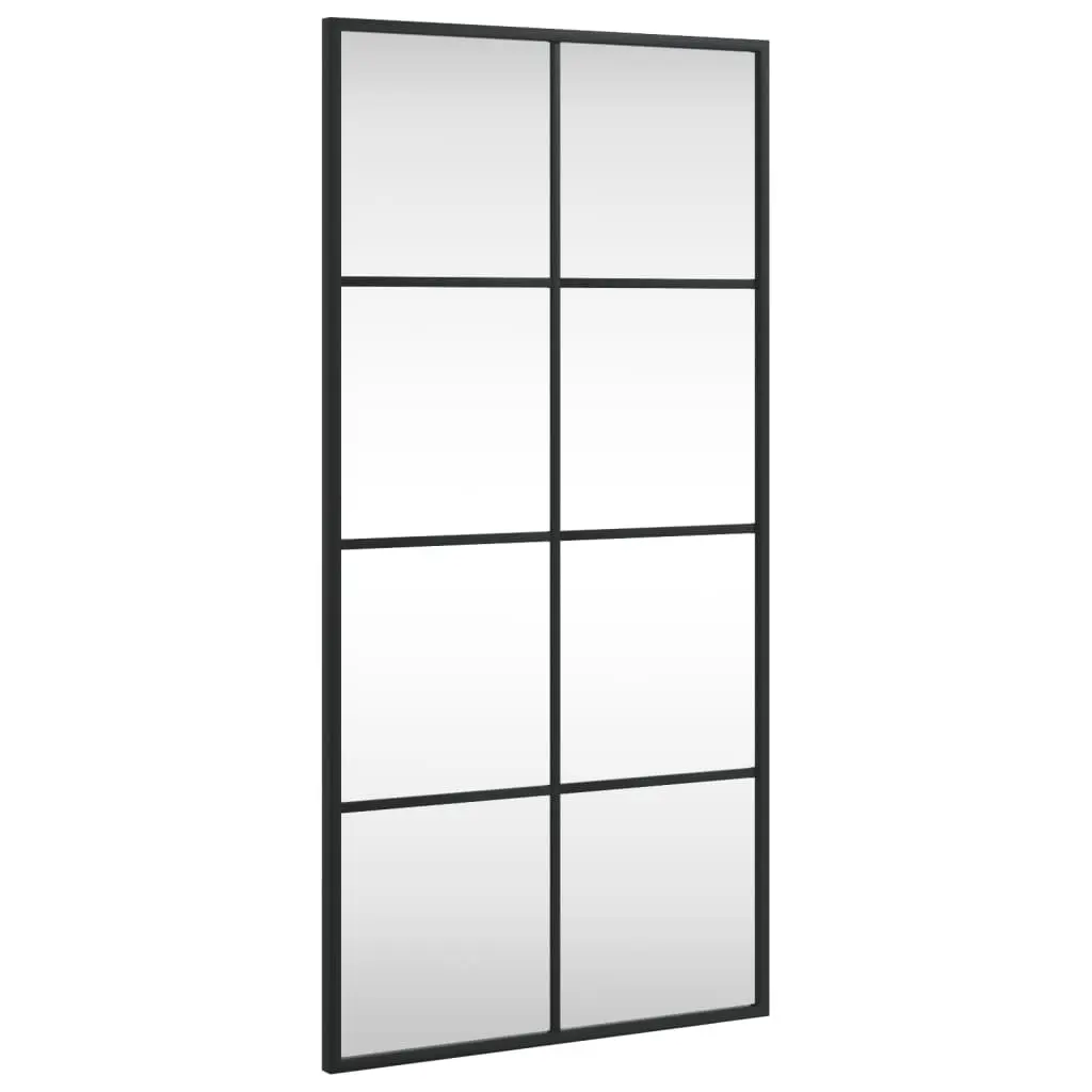 Wall Mirror Rectangle Black 40x80 cm Minimalist Iron Frame Glass Decor Hanging