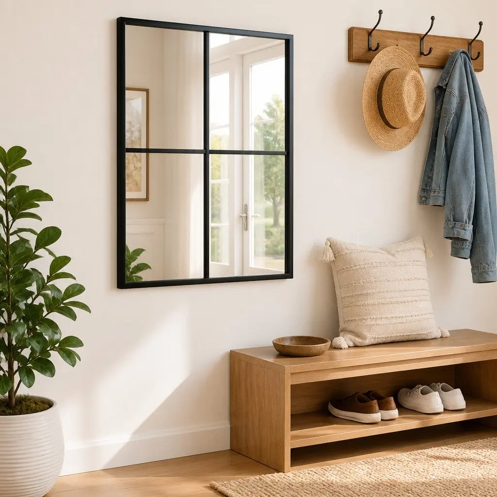Wall Mirror Black 40x50 cm Glass Iron Frame Vertical Horizontal