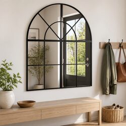 Compact Wall Mirror in Black Iron Frame, 80x40 cm