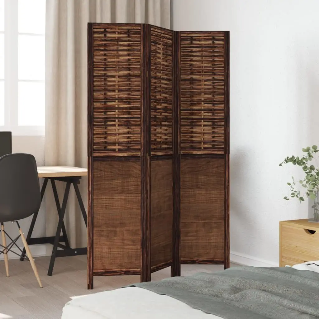 Room Divider Dark Brown 3 Panels Folding Privacy Screen Indoor Partition