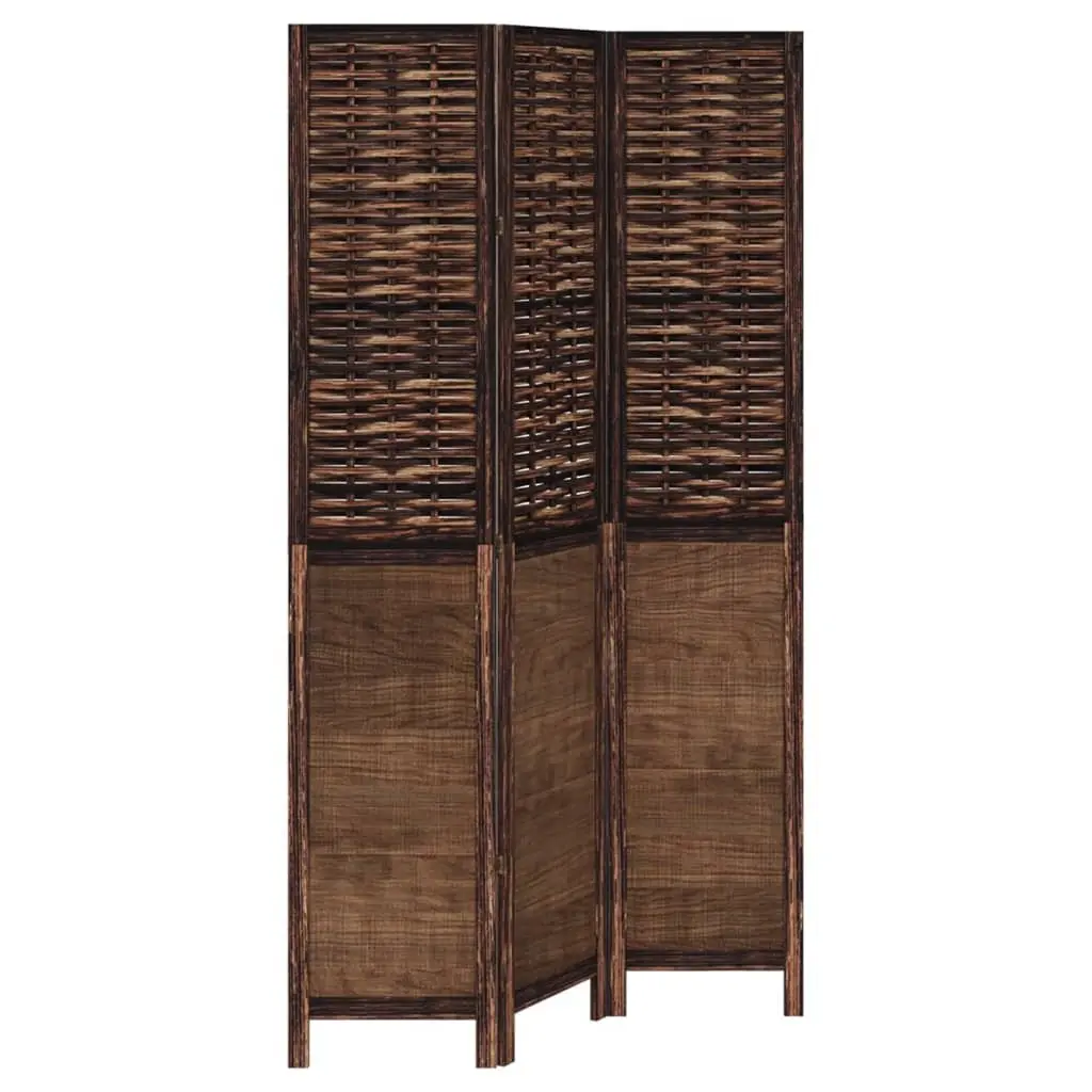 Room Divider Brown 3 Panel Folding Privacy Screen Wooden Partition Indoor Decorative