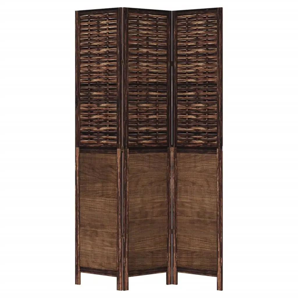 Room Divider Brown 3 Panel Folding Privacy Screen Wooden Partition Indoor Decorative
