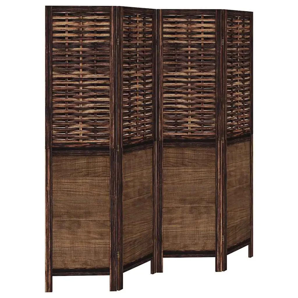 Room Divider Dark Brown 4 Panels Folding Privacy Screen Indoor Decor