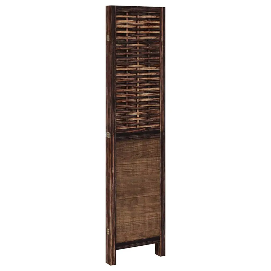 Room Divider Dark Brown 4 Panels Folding Privacy Screen Indoor Decor