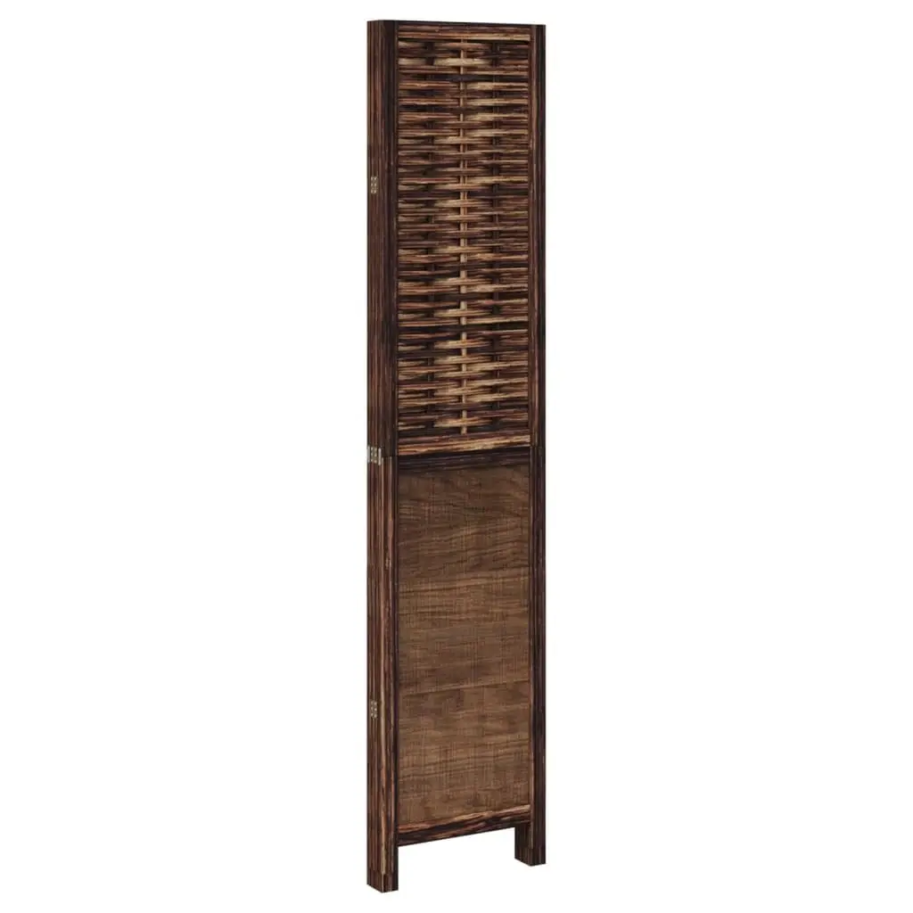 Room Divider Dark Brown 4 Panels Folding Privacy Screen Solid Wood Partition