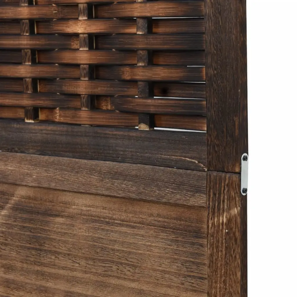Room Divider Dark Brown 4 Panels Folding Privacy Screen Solid Wood Partition