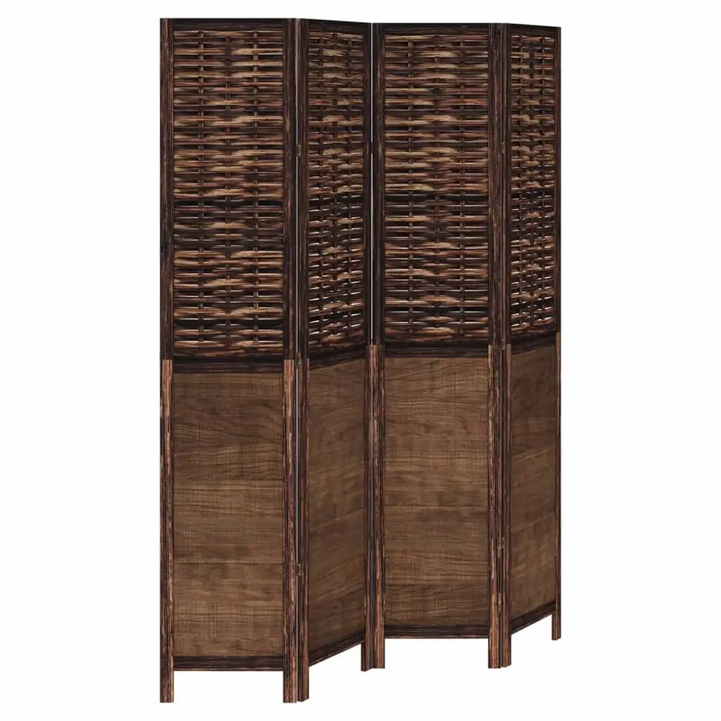 Room Divider Dark Brown 4 Panels Folding Privacy Screen Indoor Partition