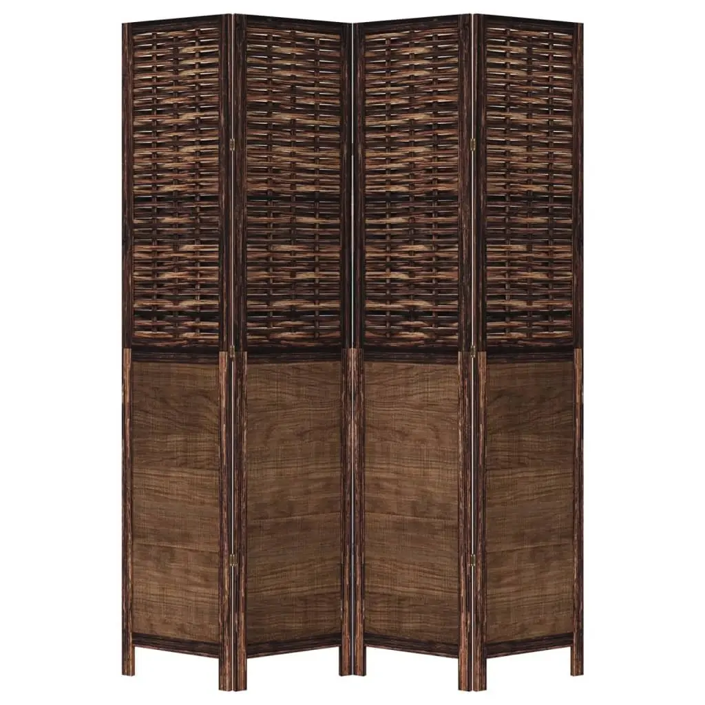Room Divider Dark Brown 4 Panels Folding Privacy Screen Indoor Partition