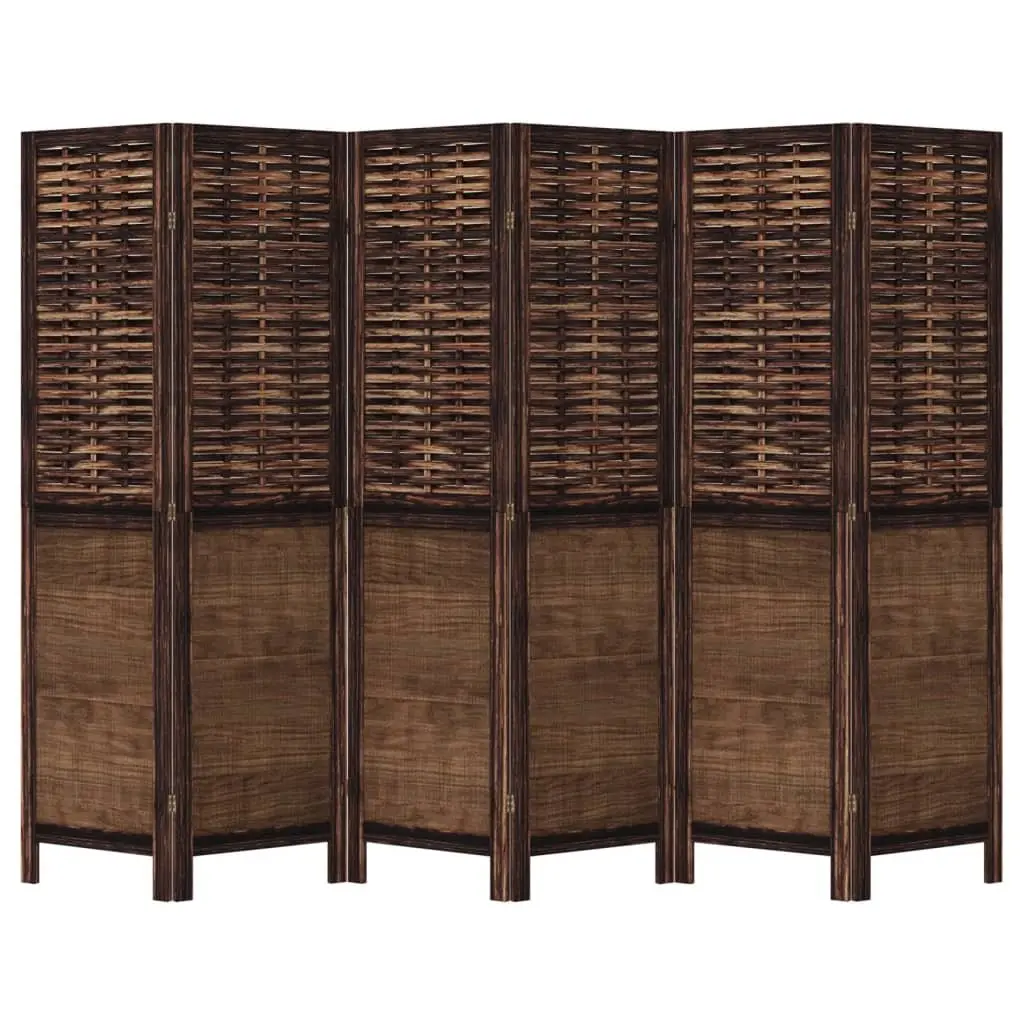Room Divider Brown 6 Panel Folding Screen Privacy Partition Indoor Home Bedroom Decor