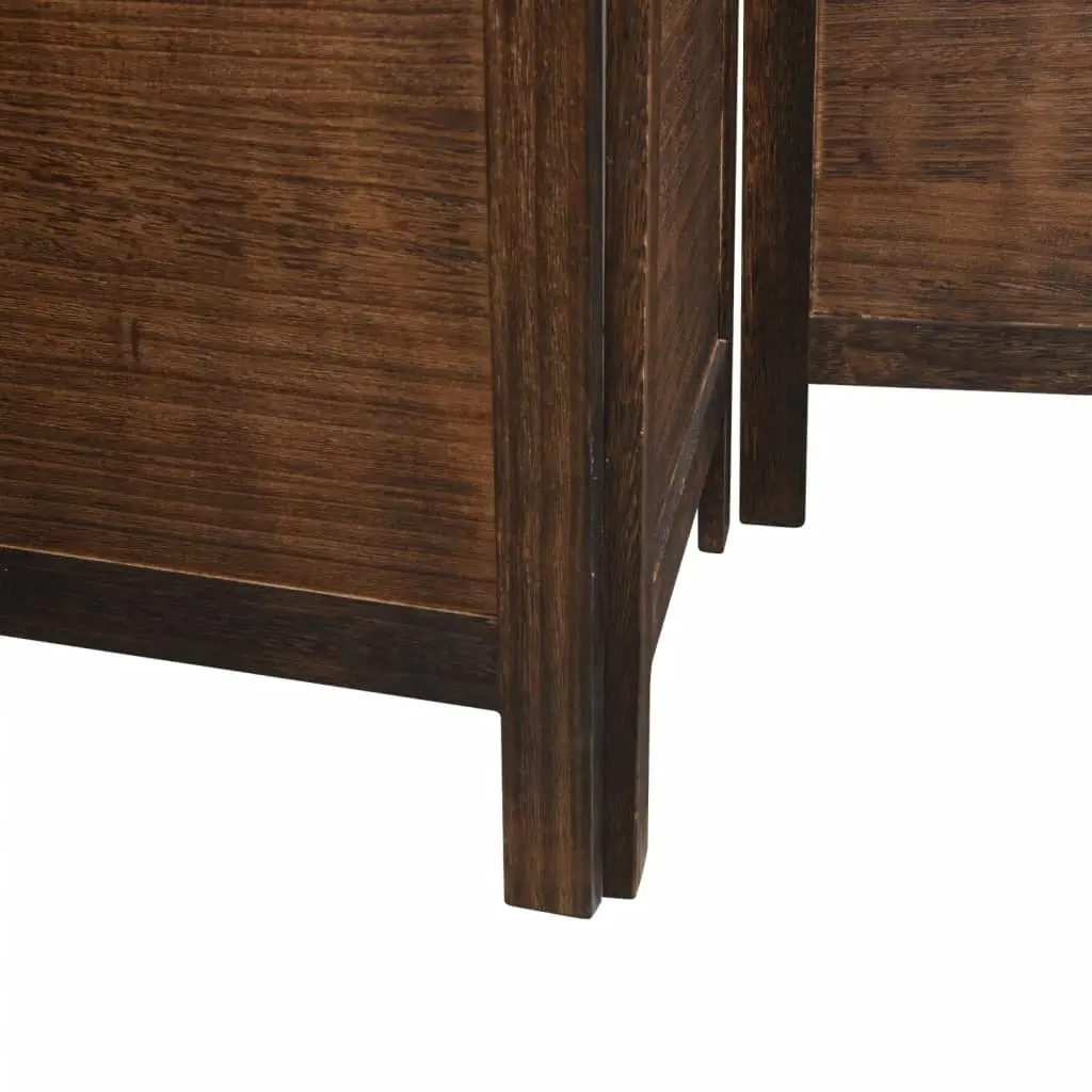 Room Divider Dark Brown 6 Panel Folding Screen Solid Wood Paulownia Privacy Partition