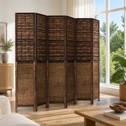 Room Divider 6 Panels Dark Brown Folding Privacy Screen Indoor Partition