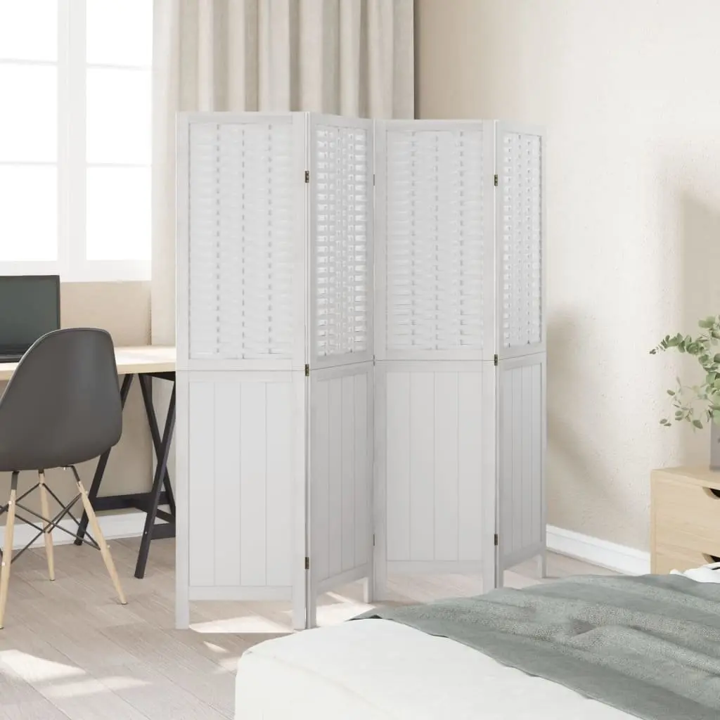 Room Divider White 4 Panels Folding Screen Privacy Partition Indoor Decor