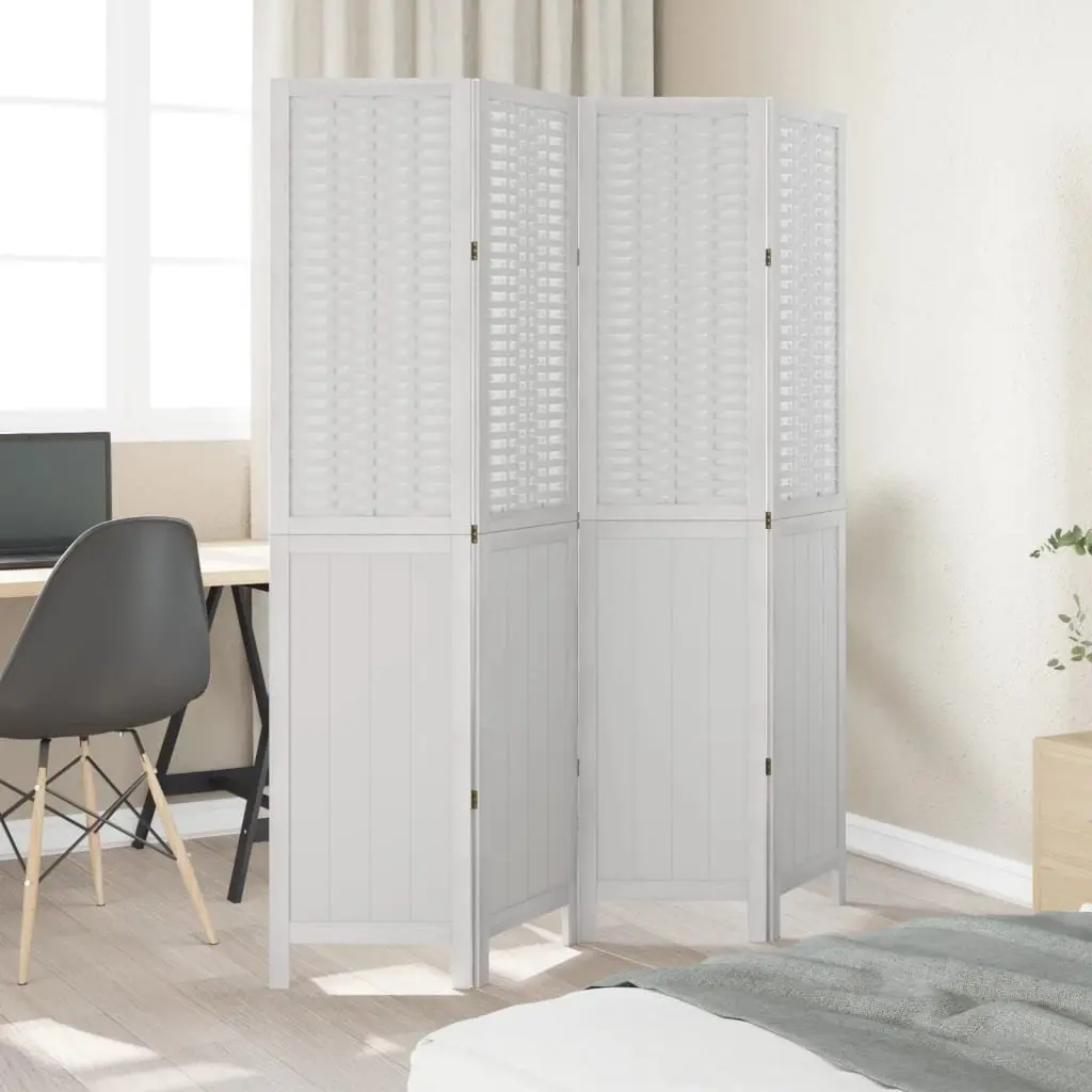 Room Divider White 4 Panels Folding Privacy Screen Indoor Partition