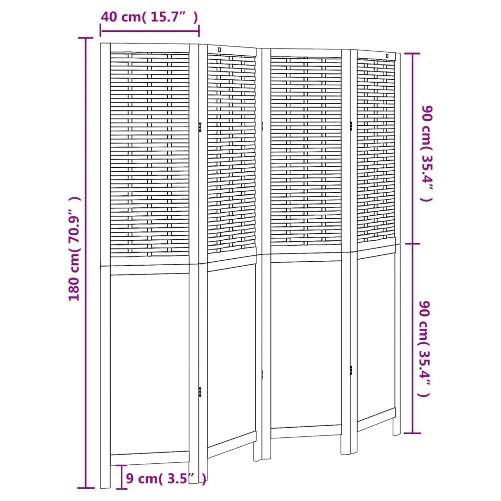Room Divider White 4 Panels Folding Privacy Screen Indoor Partition