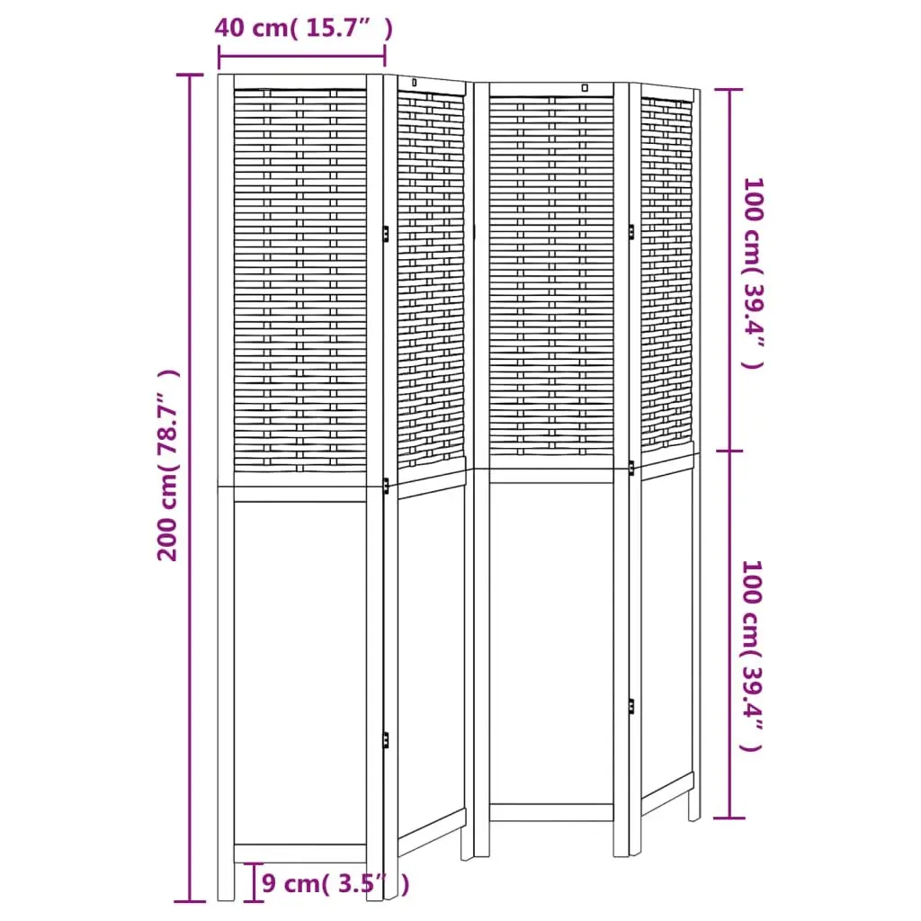 Room Divider White 4 Panels Folding Privacy Screen Partition Indoor Decorative
