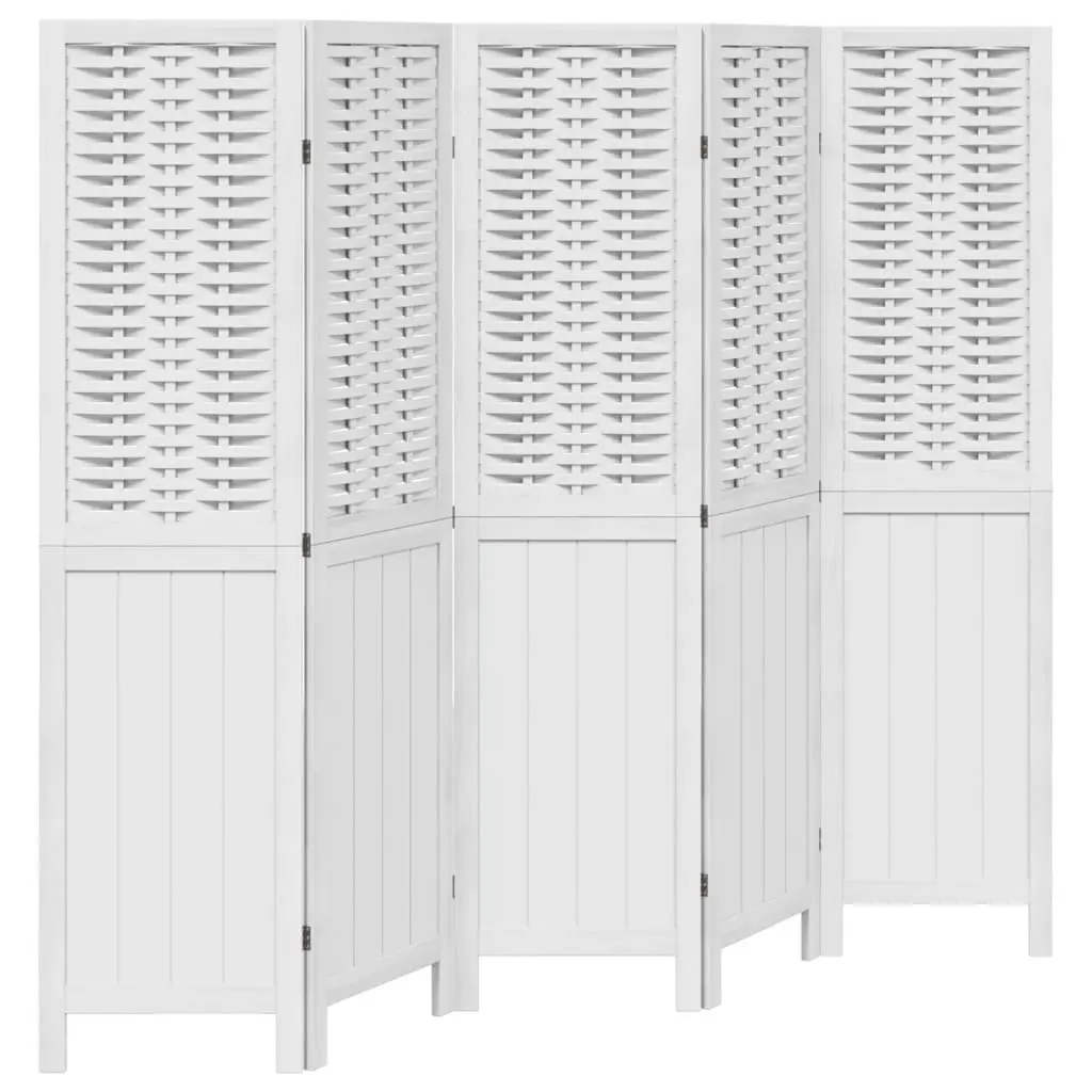 Room Divider White 5 Panels Folding Privacy Screen Indoor Partition