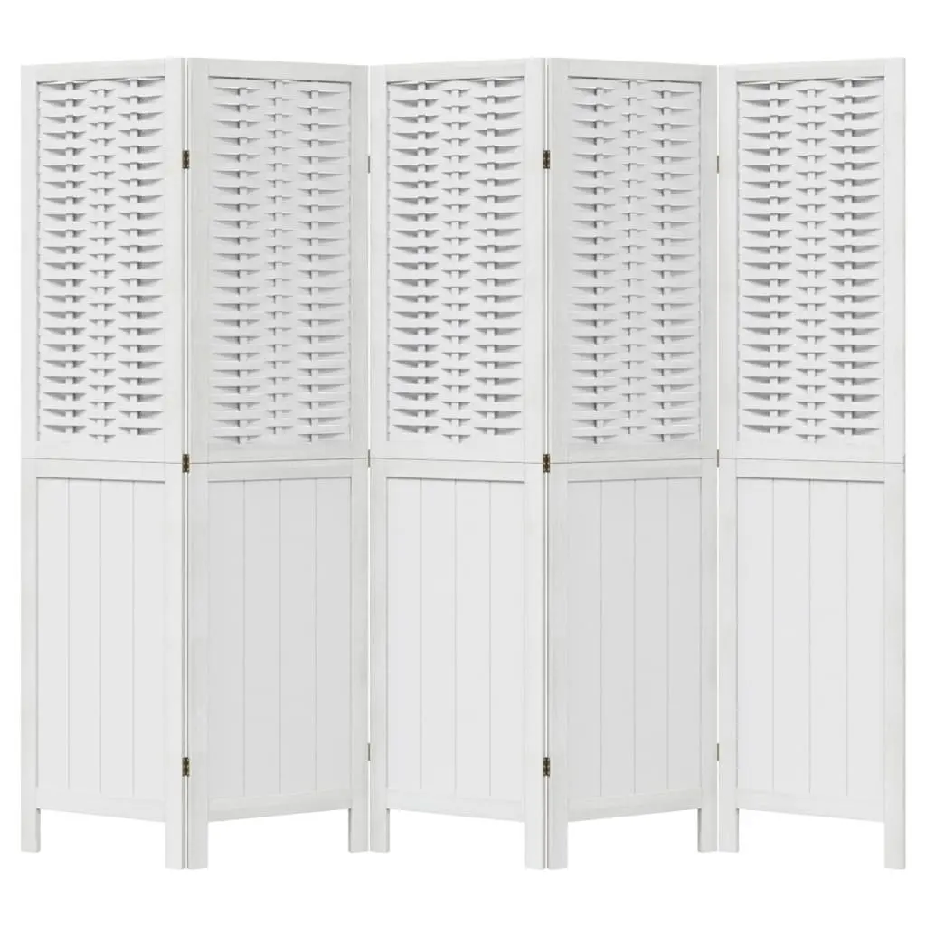 Room Divider White 5 Panels Folding Privacy Screen Indoor Partition