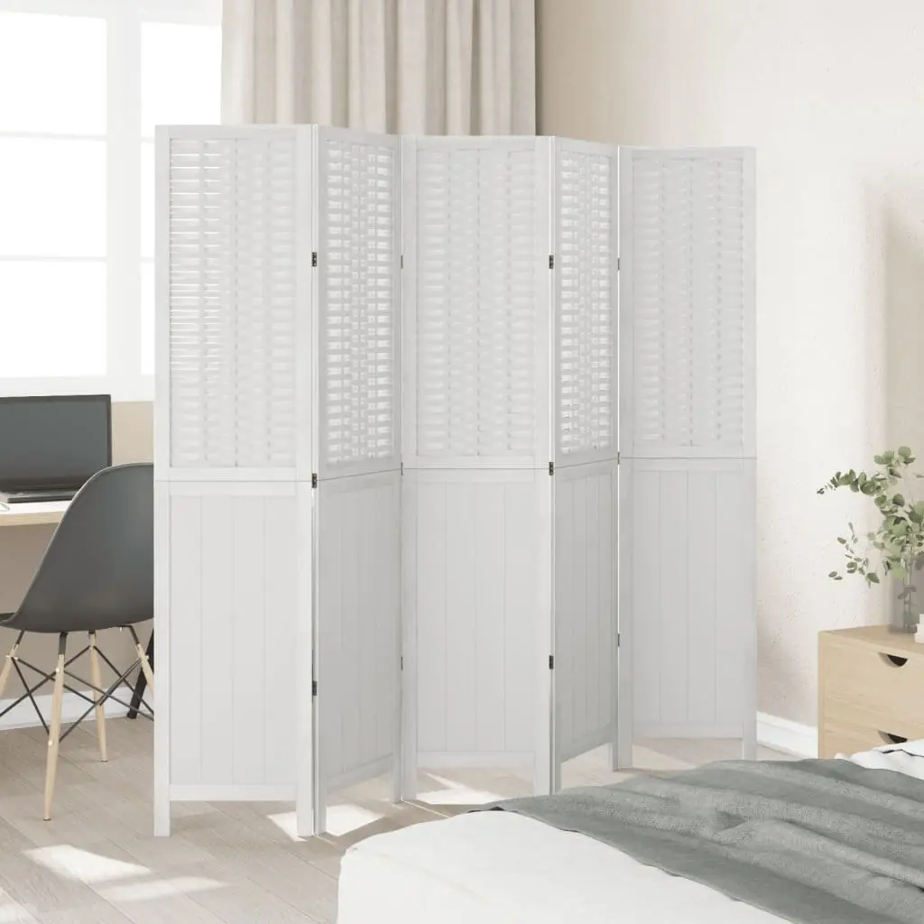 Room Divider White 5 Panels Folding Privacy Screen Partition Indoor