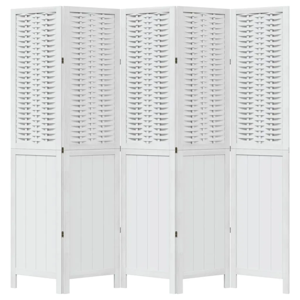 Room Divider White 5 Panels Folding Privacy Screen Partition Indoor