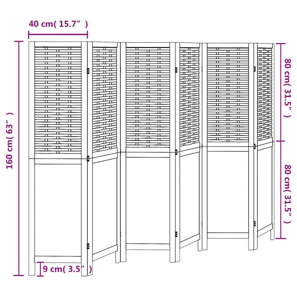 Room Divider White 6 Panels Folding Privacy Screen Indoor Partition Decorative