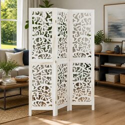 Room Divider 3 Panels White Folding Privacy Screen Indoor Partition Decorative